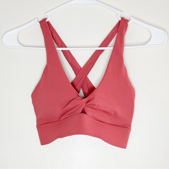 Fabletics Twist Front Sports Bra in Mauve Pink - Picture 1 of 4